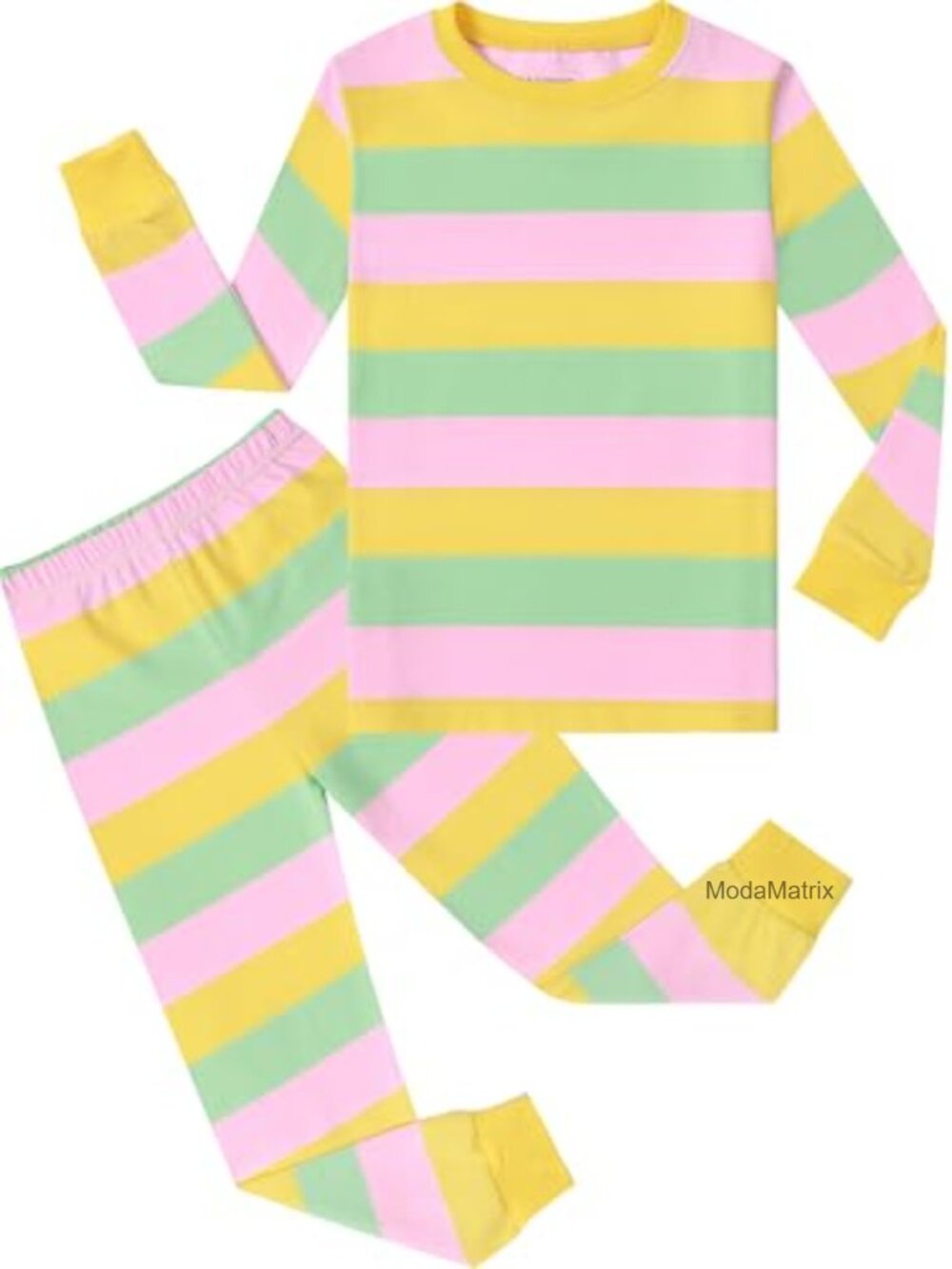 A&J DESIGN Girls 2-Piece Cotton Pajama Set Striped Sleepwear